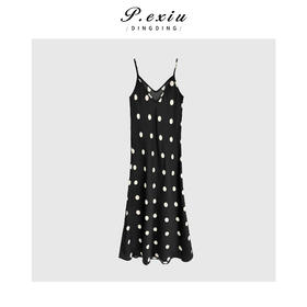 04-1潘依绣丁丁宠粉法式波点高级感气质吊带连衣裙 M8674