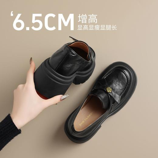 ZHR山茶花蝴蝶结厚底乐福鞋2026新款百搭增高通勤英伦风小皮鞋女 商品图2