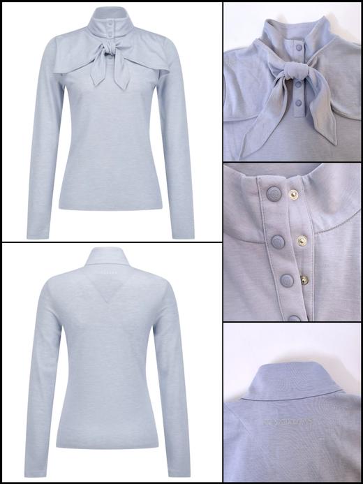 St家新款早春女士立领领结长袖上衣来啦！独家渠道，倾心推荐❗️面料全面升级，质感更糯，贴身舒适， 版型也更为休闲大气 ！平铺看下，可随意调节领结的系法，层次感是St家的招牌！ 商品图3