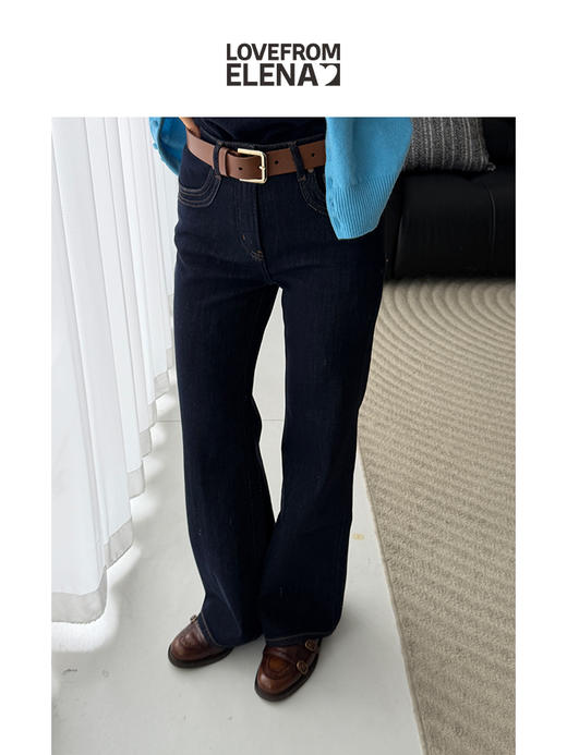 定制莱卡四面弹 气质显瘦高腰微喇牛仔裤 商品图4