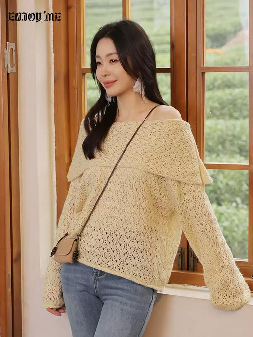 【门店同款】ENJOY春季“柔光芳序”星光织梦一字肩针织 169393701 商品图2