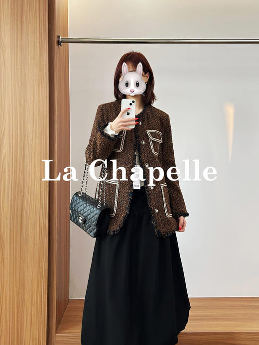 专柜实拍【财阀千金风】拉夏贝尔/La Chapelle轻奢重工！羊毛混纺气质圆领法式撞色粗花呢香风外套 商品图2