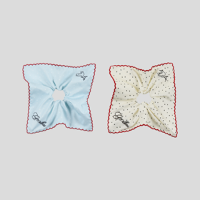 GOODBAI 新款花体刺绣logo撞色爱心波点方巾发圈女