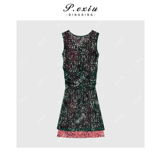 04-3潘依绣丁丁宠粉假两件拼接立体裁剪褶皱连衣裙 GH076 商品图1