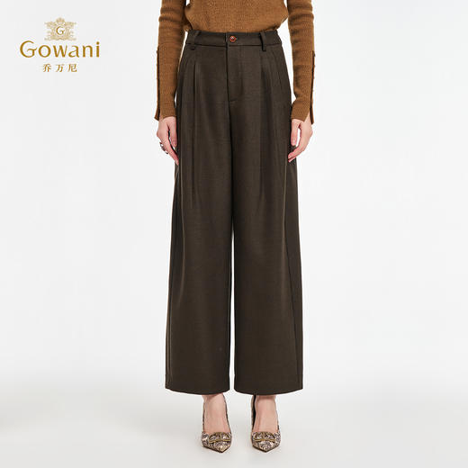 乔万尼新品修饰腿型羊毛打褶挺括直筒裤EZ4F156 商品图2