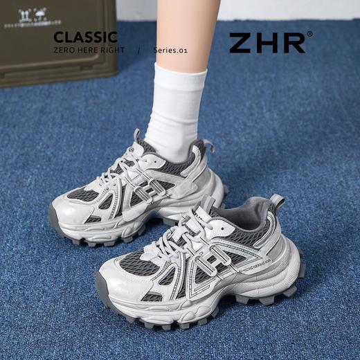 ZHR【厚底6cm】复古老爹鞋春季小个子内增高休闲鞋渔网透气运动鞋 商品图0