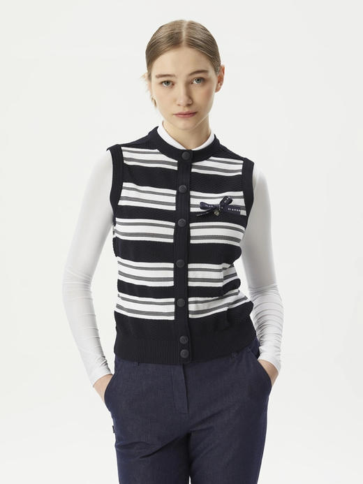 St家新款女士条纹蝴蝶结🎀胸针针织背心小开衫来啦！本季主打薄款小背心，快来省钱！料子绝好！这组纱线，来自于🇯🇵最负盛名的功能纱线供应商， 也同时提供给一线顶奢，依然是老渠道出品！ 商品图5