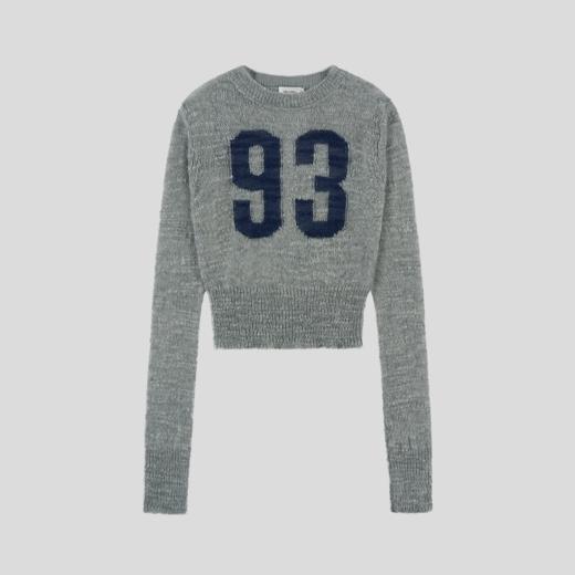 GOODBAI 新款撞色数字镂空短款圆领修身长袖针织衫女 商品图3