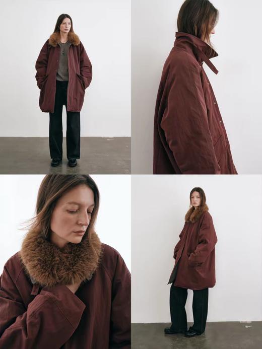 shyshystill/shy202509004/可拆卸挡风毛领中长款双色羽绒服 商品图1