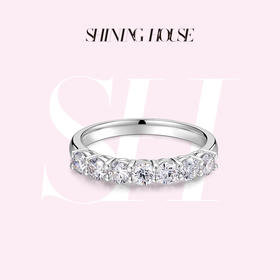 【预售】ShiningHouse[培育] 18k金钻石戒指 圆钻形人工真钻人造钻石K金戒指排钻戒指时尚钻石戒指悦己送礼臻选【此商品不支持7天无理由退货退款】预计3日发货