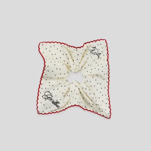 GOODBAI 新款花体刺绣logo撞色爱心波点方巾发圈女 商品图3