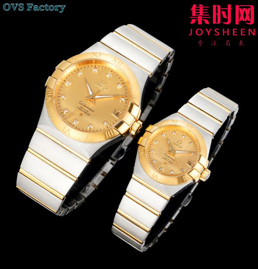 经典传承，卓越新生——欧米茄OVS星座情侣系列 情侣机械腕表 对版摆轮带砝码螺丝 双T黑摆轮 表盘尺寸：男款38mm 女款27mm 商品图3