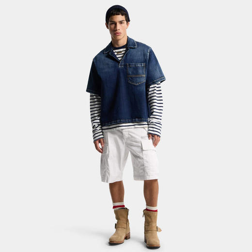 DSQUARED2 男士徽标印花弹力棉质休闲短裤 白色 S74MU0965 S35175 100 商品图3