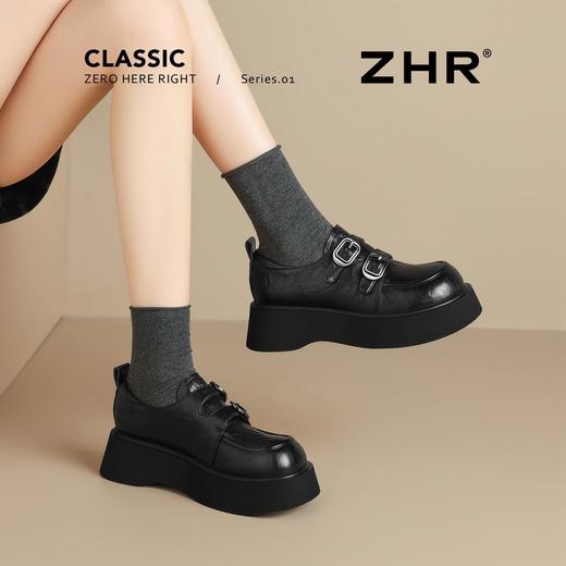 ZHR搭扣魔术贴厚底鞋2026新款英伦单鞋复古乐福鞋百搭圆头小皮鞋 商品图6