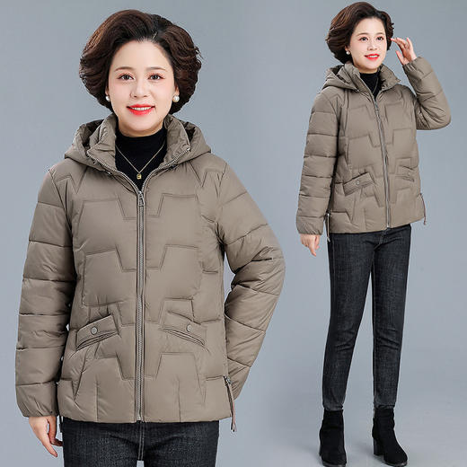 中老年短款棉衣女妈妈婆婆款宽松大码连帽羽绒棉服保暖外套 商品图1