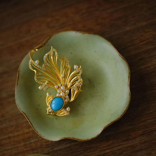 龢盒原创 暴力蓝美松银镶斗鱼胸针 商品图1