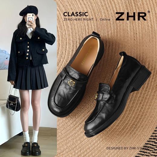ZHR则则头层羊皮山茶花复古乐福鞋女2026新款舒适柔软平底小皮鞋 商品图0