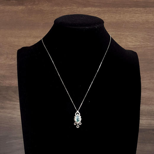 【天然正品】A货翡翠AU750白金镶钻镶天然细腻冰种飘蓝花貔貅纳财造型翡翠吊坠项链26.2*12.1*8.2MM（皆取最大值）190126NJS19 商品图10