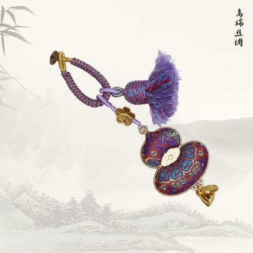 【2月12号停发26号恢复】NANSONGSILK/NS新中式无金属材质宋锦新款非遗葫芦挂件双面招财挂坠吊坠Y16F54001Z南宋 商品图5
