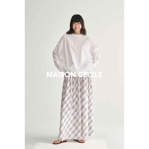 MAISON CECILE复古du家设计格纹宽腰头法式浪漫飘逸感A字半裙 商品图3