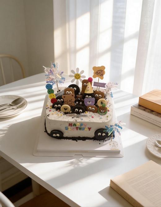 【优品系列】---【小熊方形奥利奥】儿童周岁、男生生日蛋糕 商品图2