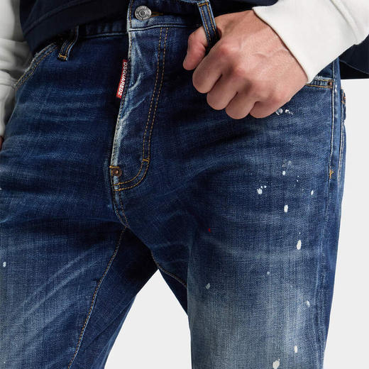 DSQUARED2 男士字母徽标贴片水洗Teddy牛仔裤 蓝色 S74LB1896 S30664 470 商品图2