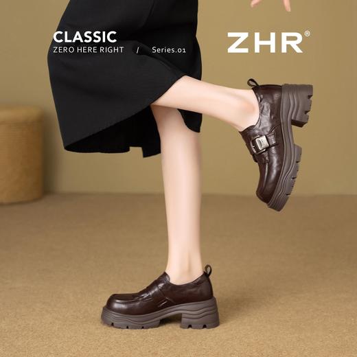 ZHR则则羊皮质感百搭乐福鞋女2026春季新款厚底增高单鞋透气皮鞋 商品图7