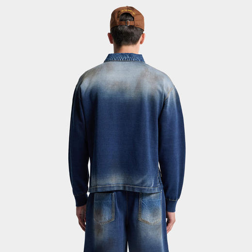DSQUARED2 男士字母徽标标签牛仔针织长袖卫衣 藏蓝色 S74HA1611 D13192 470 商品图3