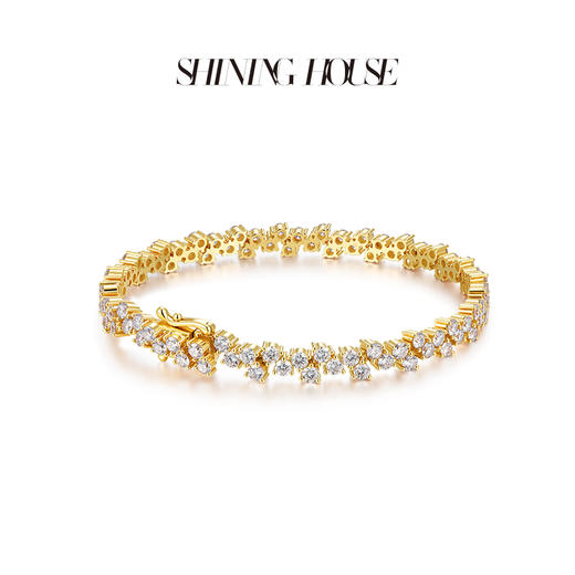 ShiningHouse[培育] 18k金钻石手链 圆钻形人工真钻人造钻石K金手链豪华钻石手链悦己送礼臻选【此商品不支持7天无理由退货退款】预计3日发货 商品图1