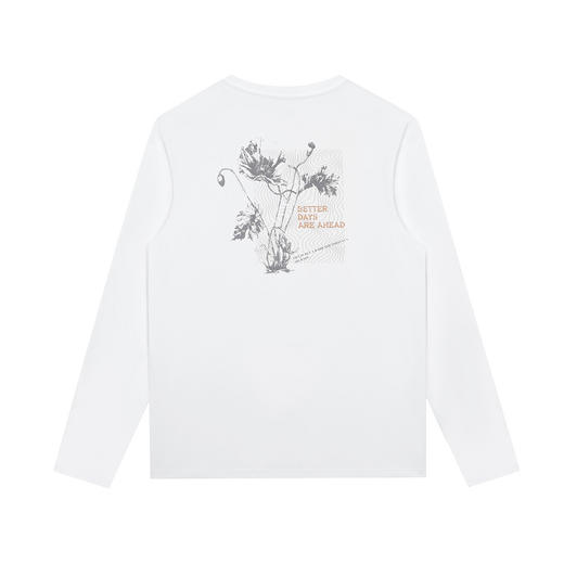 GXG男装【100%棉】26春季时尚复古纹理方框圆领休闲男式长袖T恤K&C 商品图4