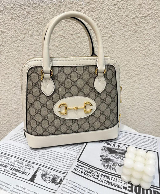 Gucci Horsebit 1955 小号 白金 老花拼皮 贝壳包 商品图0