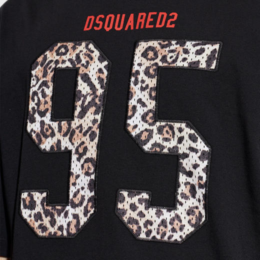 DSQUARED2 男士Wild2图案印花棉质圆领短袖T恤 黑色 S71GD1649 D20033 900 商品图3
