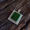 【天然正品】A货翡翠AU750白金豪镶钻镶天然细腻细豆种满绿方形平安无事牌翡翠吊坠项链29.5*19.6*5.9MM（皆取最大值）181125AH50 商品缩略图4