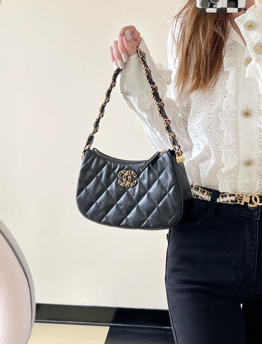 香奈儿 23K 19系列腋下包 菱格皮穿链 牛皮 腋下手提单肩包（LZ） 商品图6