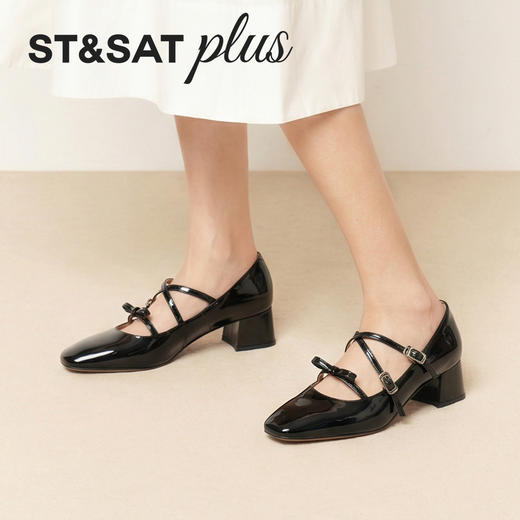 星期六26春新款法式交叉带粗跟玛丽珍SSE1111050 商品图4