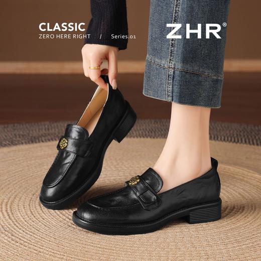 ZHR则则头层羊皮山茶花复古乐福鞋女2026新款舒适柔软平底小皮鞋 商品图3