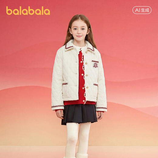 巴拉巴拉童装儿童外套女童棉服春装上衣翻领小香风洋气绣花时尚 商品图1