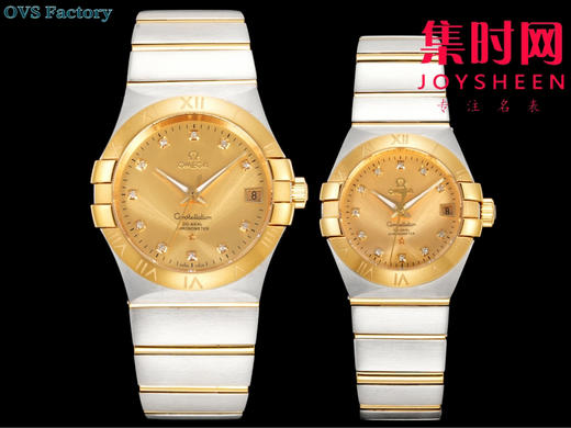 经典传承，卓越新生——欧米茄OVS星座情侣系列 情侣机械腕表 对版摆轮带砝码螺丝 双T黑摆轮 表盘尺寸：男款38mm 女款27mm 商品图1