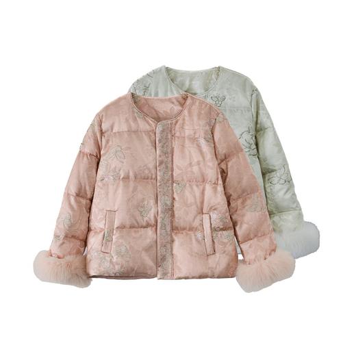 【咕咕同款】NANSONGSILK/NS新中式百搭国风新中式圆领毛毛袖羽绒服Q90D61601Z南宋 商品图5