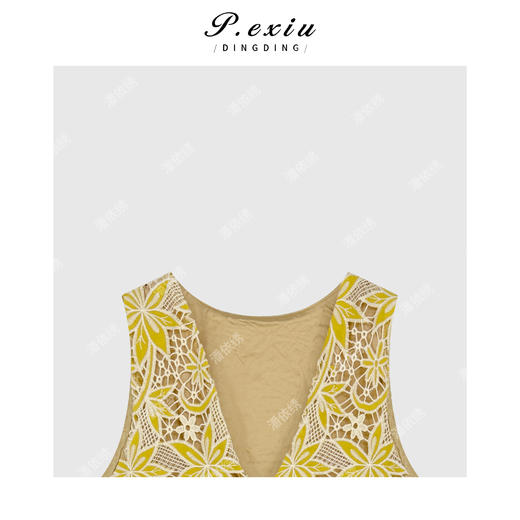 04-3潘依绣丁丁宠粉度假风重工提花刺绣V领连衣裙Q28911 商品图2