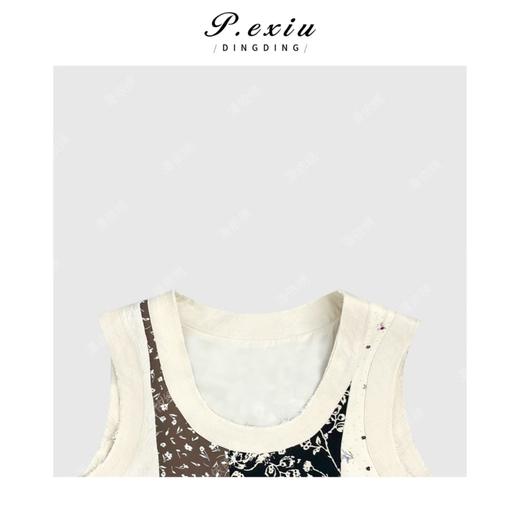 04-3潘依绣丁丁宠粉复古国风撞色提花拼接圆领无袖连衣裙Q5489 商品图2