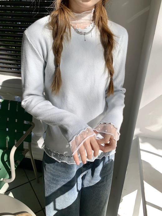 蕾丝拼接高领打底衫-纪念日百货门店同款169293865 商品图3