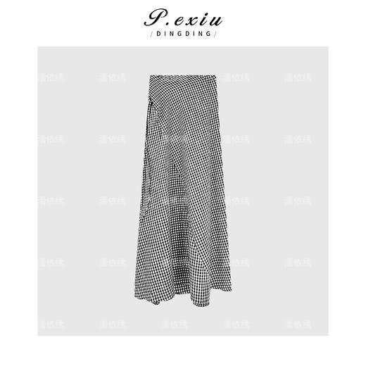 04-1潘依绣丁丁宠粉经典黑白棋盘格半身裙Q17634 商品图1