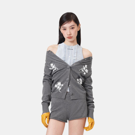 HERLIAN 2026年春季新品钉珠花女士圆领针织长袖开衫 商品图2