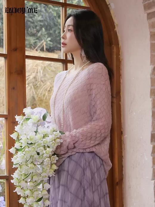 【门店同款】ENJOY春季“柔光芳序”羽毛镂空针织上衣 169261783 商品图1