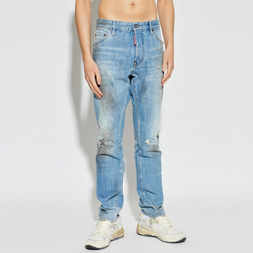 DSQUARED2 男士字母徽标贴片做旧牛仔裤 蓝色 S74LB1917 D30011 470 商品图1