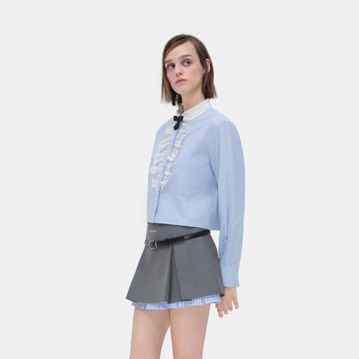 HERLIAN 2026年春季新品波点荷叶边娃娃领设计女士长袖衬衫 商品图1