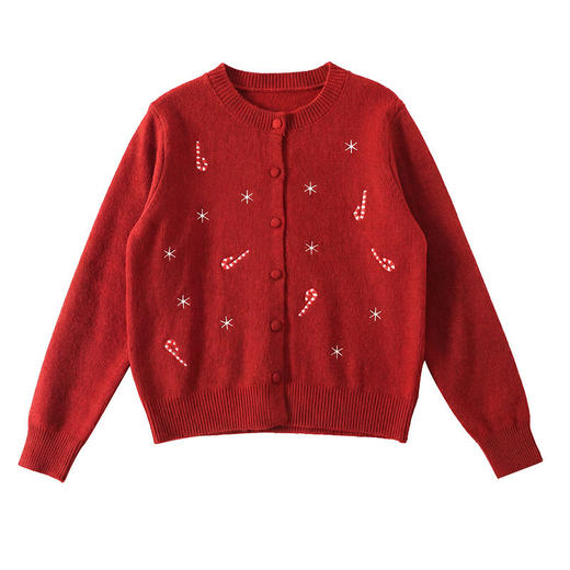 「自」全新升级【铂金会员192/天猫259/差价67】(10239)洛诗琳重工刺绣针织开衫2026春季新款时尚短款毛衣外套 商品图4