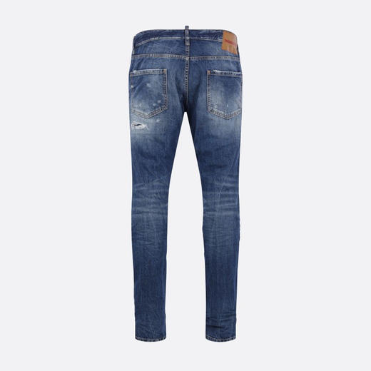 DSQUARED2 男士字母徽标贴片做旧休闲牛仔裤 蓝色 S74LB1854 D30011 470 商品图1