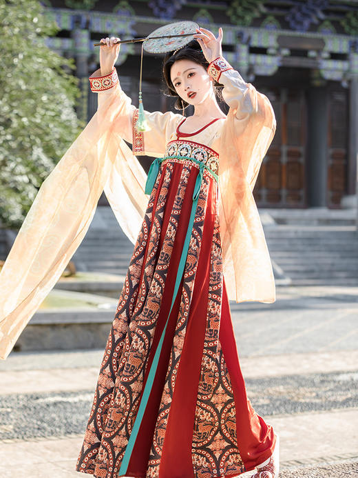 【重回汉唐三彩】正品原创齐胸襦裙套装披帛姐妹闺蜜装唐制汉服女 商品图6